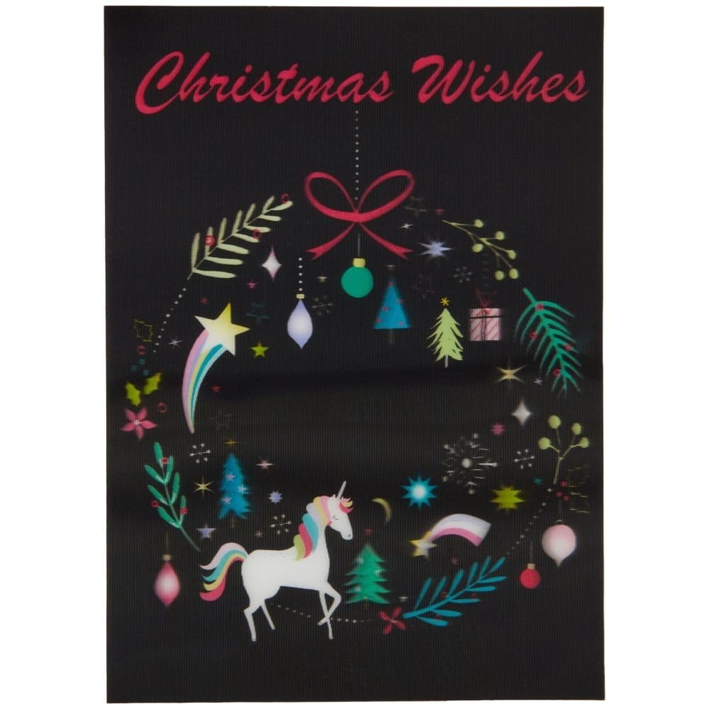 3D Wreath with Unicorn Christmas Card