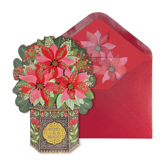 Die Cut Poinsettias in Tin Christmas Card