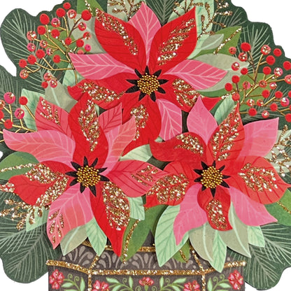 Die Cut Poinsettias in Tin Christmas Card