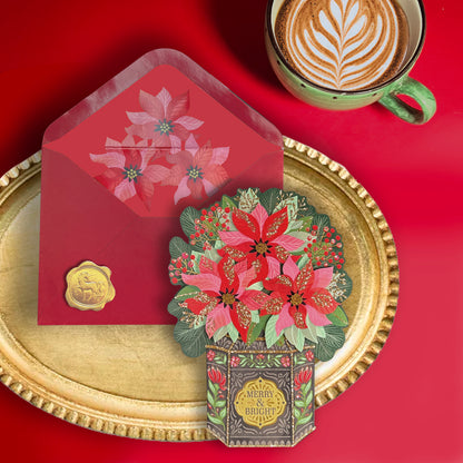 Die Cut Poinsettias in Tin Christmas Card