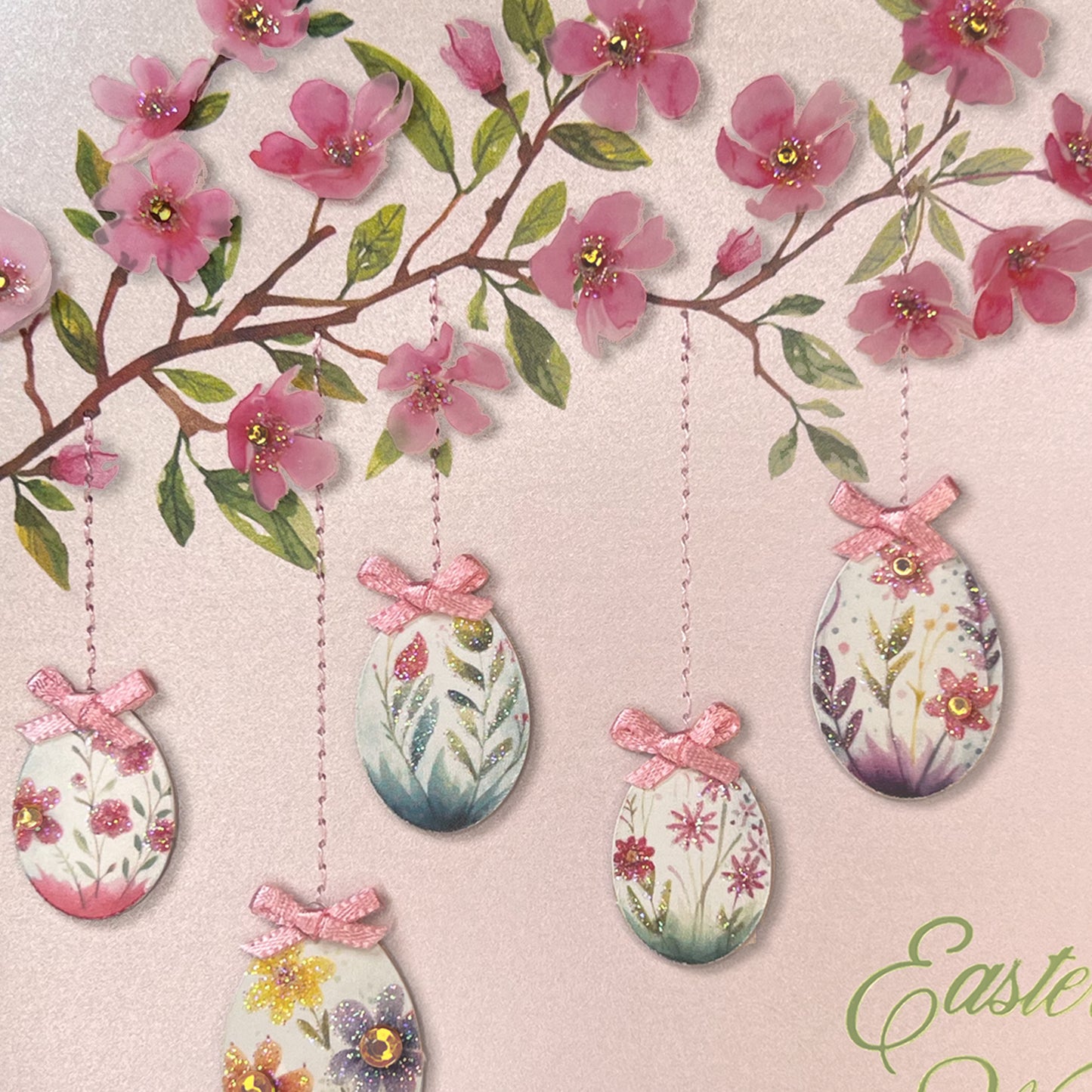 Cherry Blossom Branch with Eggs Easter Card