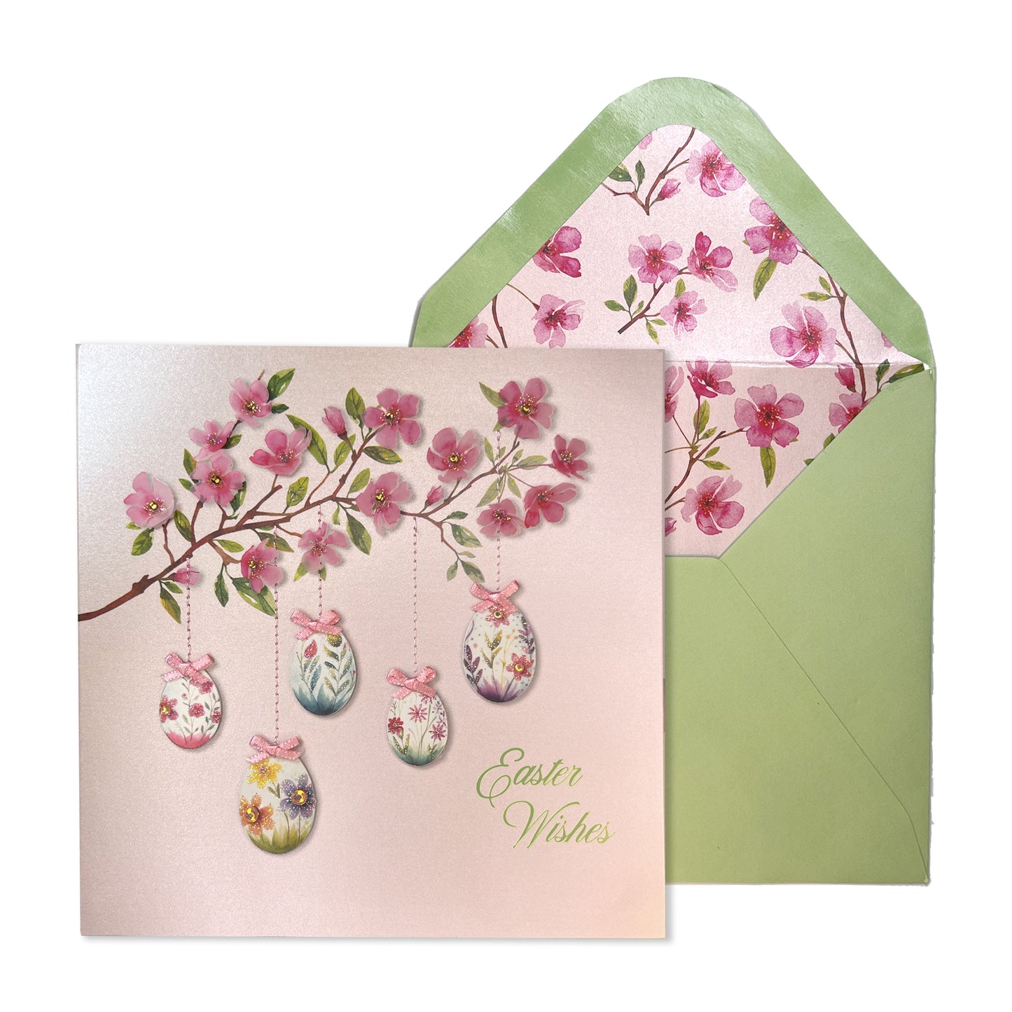 Cherry Blossom Branch with Eggs Easter Card