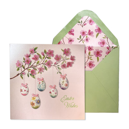 Cherry Blossom Branch with Eggs Easter Card