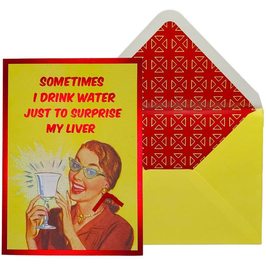 Vintage Woman with Glass of Water Friendship Card