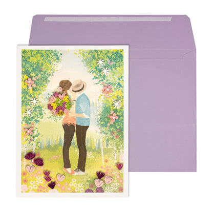 Quilled Kissing Couple Romance Card