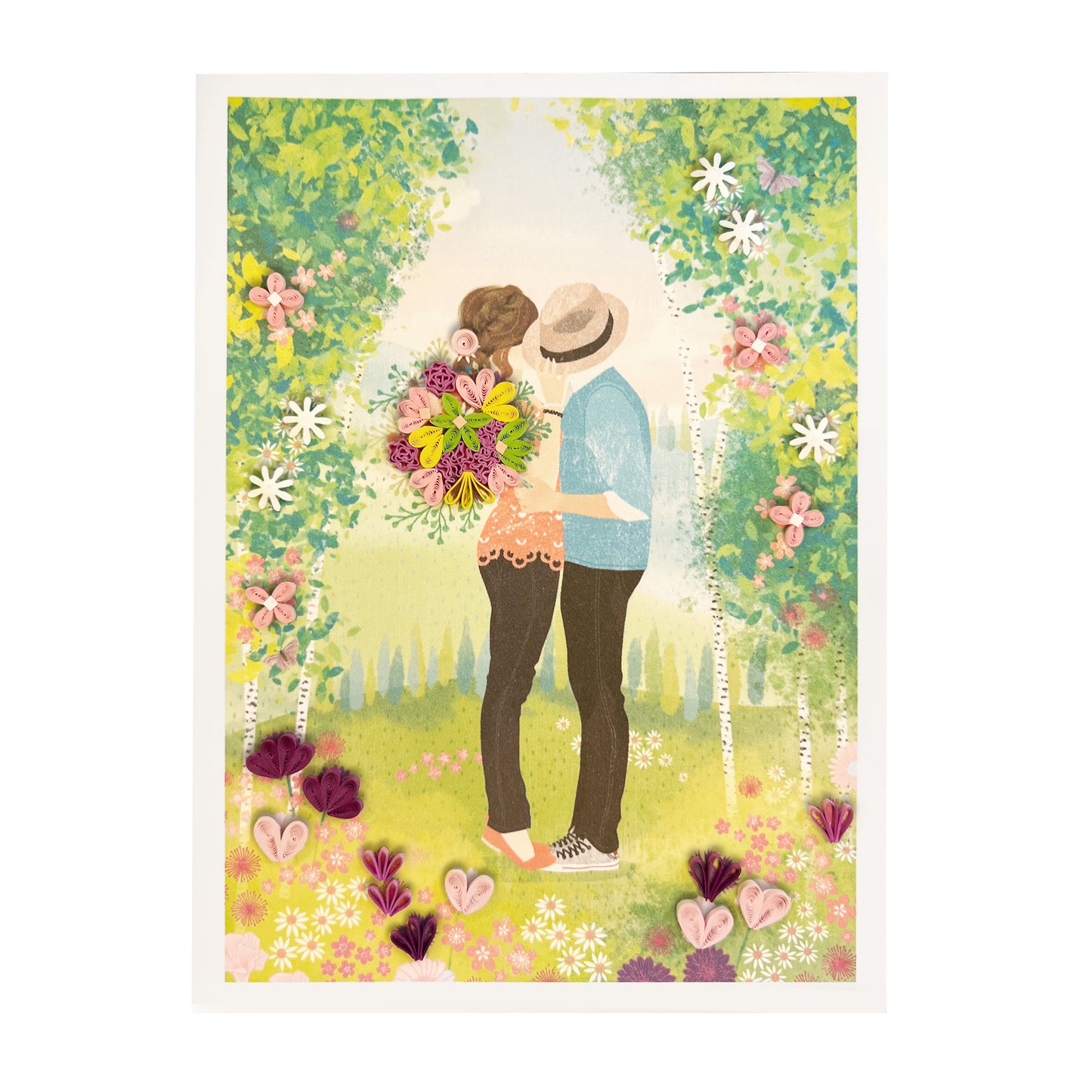 Quilled Kissing Couple Romance Card