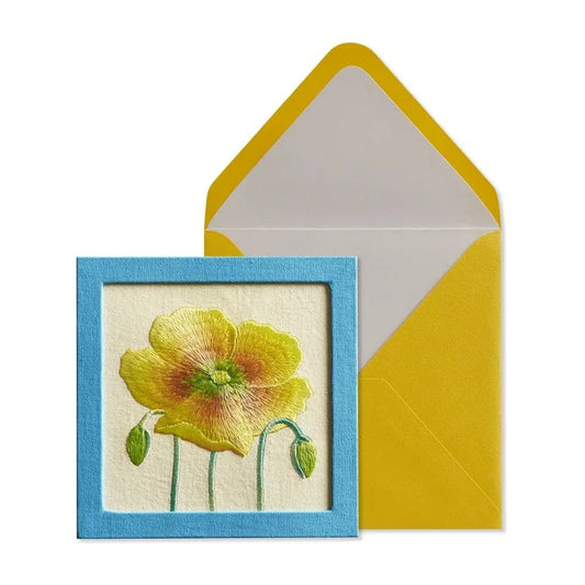 Yellow Embroidered Flower Get Well Card