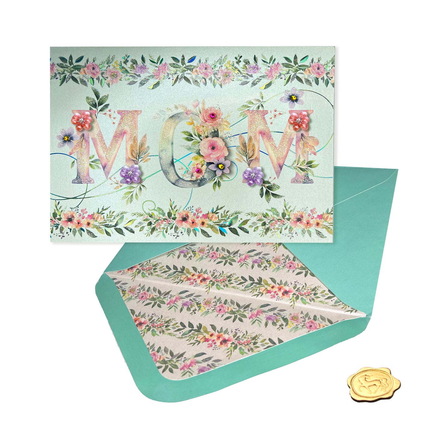 MOM Lettering with Vellum Flowers Mother's Day Card