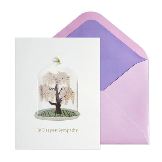 Wisteria Tree in Cloche Sympathy Card