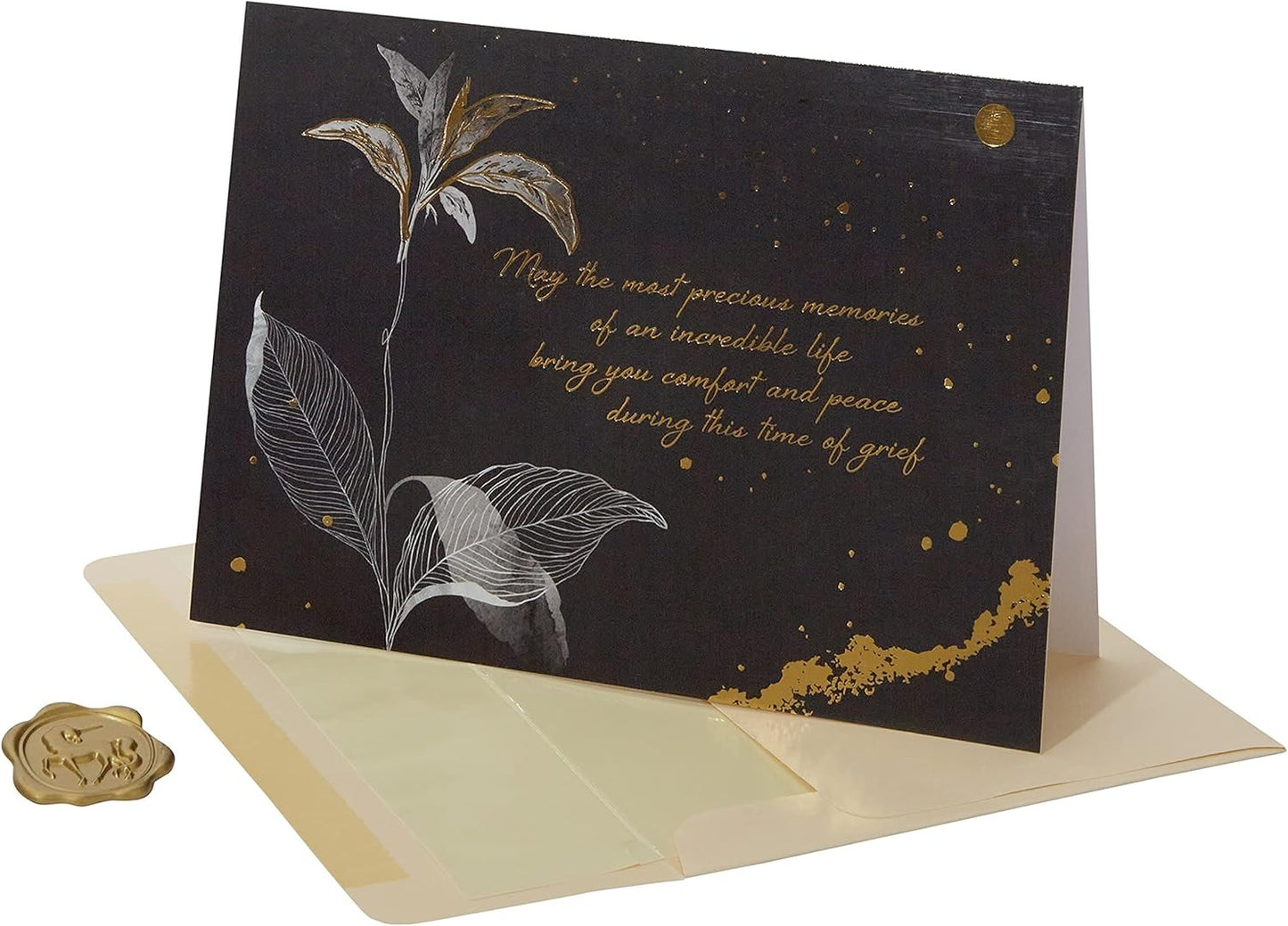 Fine Art Black With Gold Sympathy Card