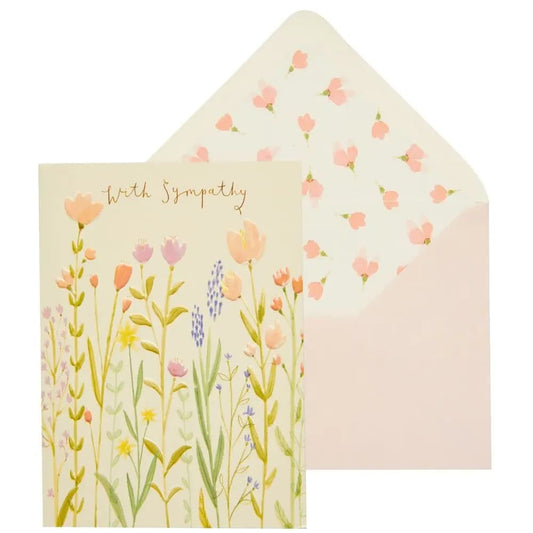 Whimsy Long Stemmed Flowers Sympathy Card