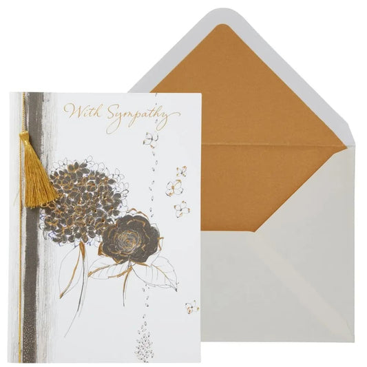 Black and Gold Flowers Sympathy Card