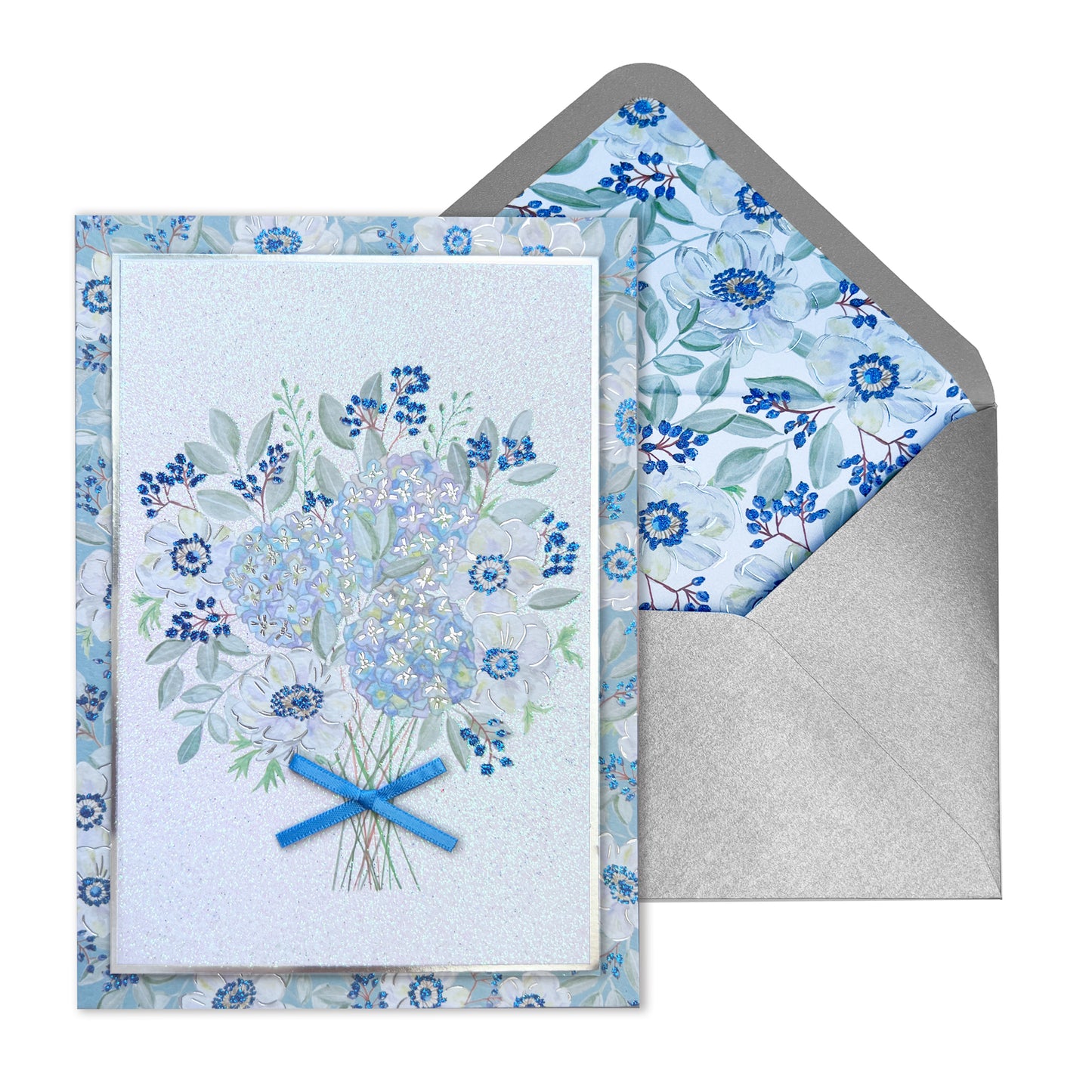 Blue Flowers Bouquet Sympathy Card