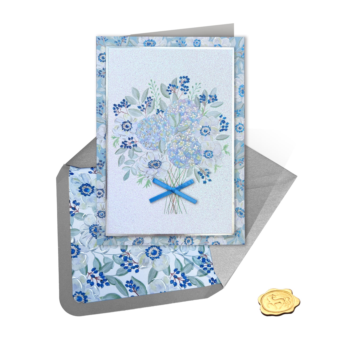 Blue Flowers Bouquet Sympathy Card