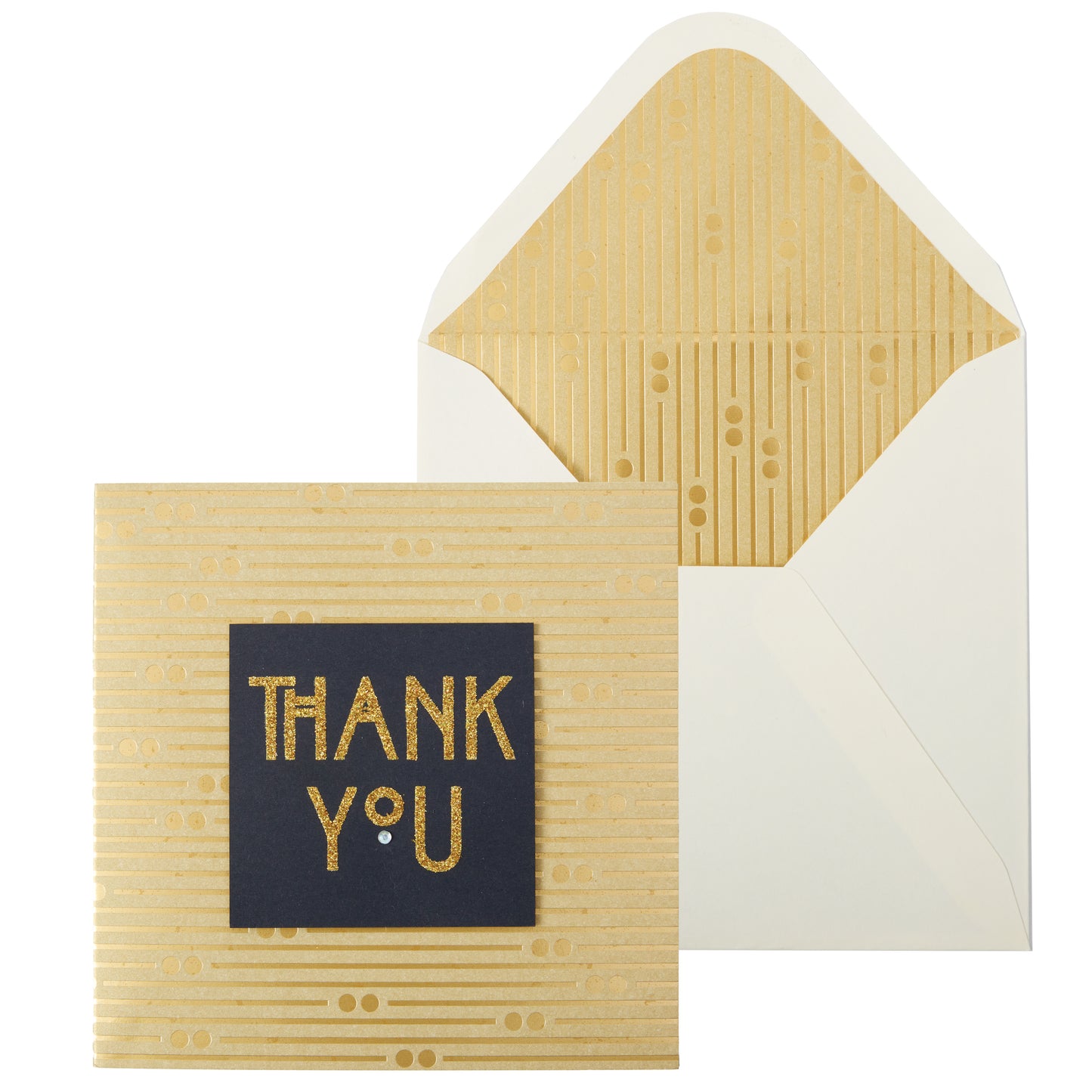 Art Deco Text on Gold Thank You Card