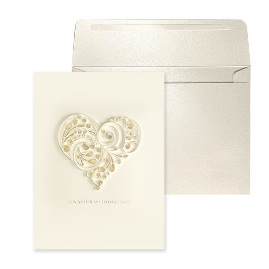 Quilled Ivory Heart Wedding Card