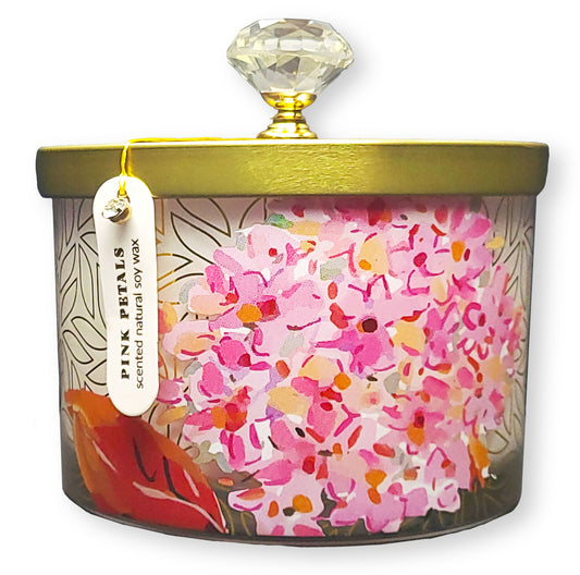 Pink Petals Candle - 15oz Flat Bottom Dish