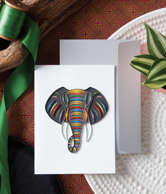 Quilled Elephant Head Birthday Card