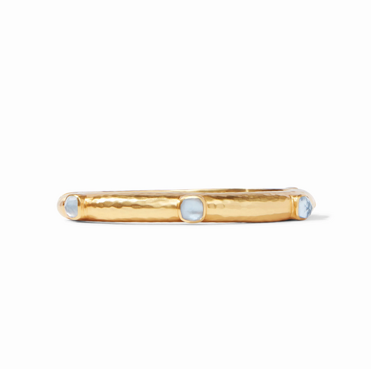 Catalina Stone Hinge Bangle: Iridescent Chalcedony Blue