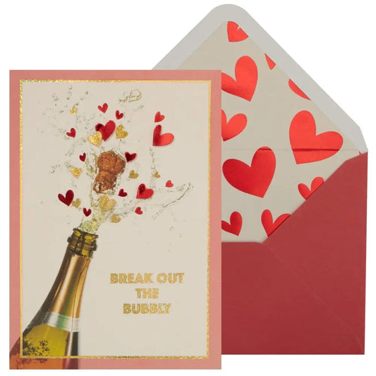 Champagne Bottle and Hearts Valentine's Day Card