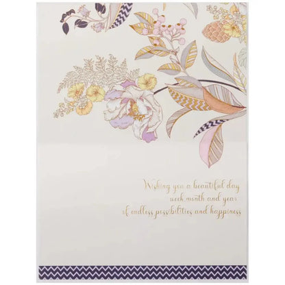 Contemporary Floral With Chevron Collector's Edition Birthday Card