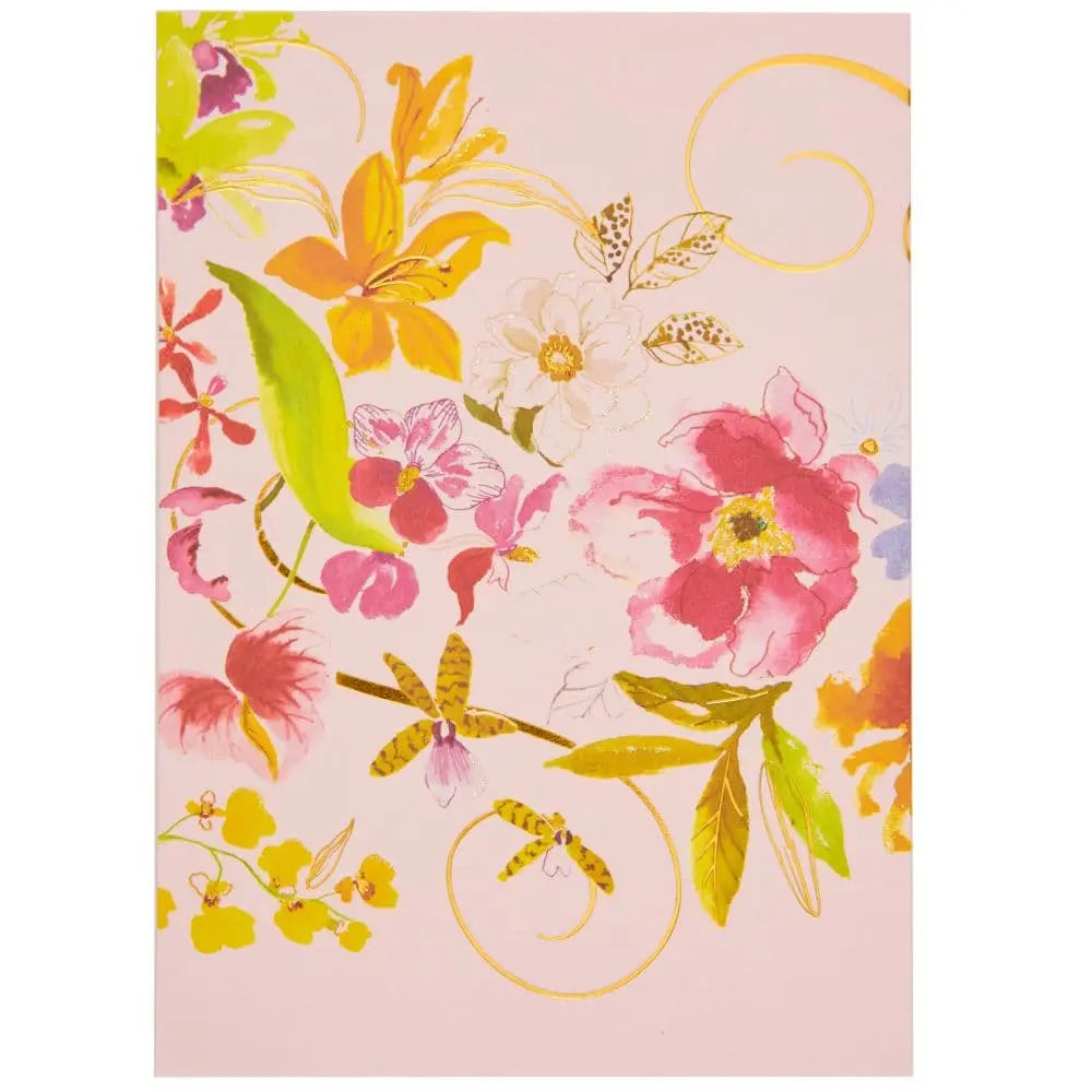 Floral 3 Panel Fold-Out Blank Card