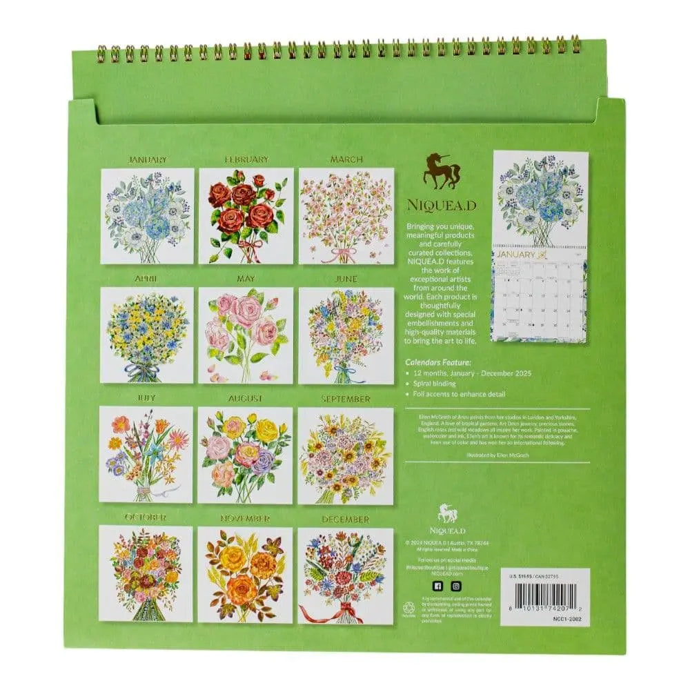 Bouquets Wall 2025 Wall Calendar NIQUEA.D Boutique