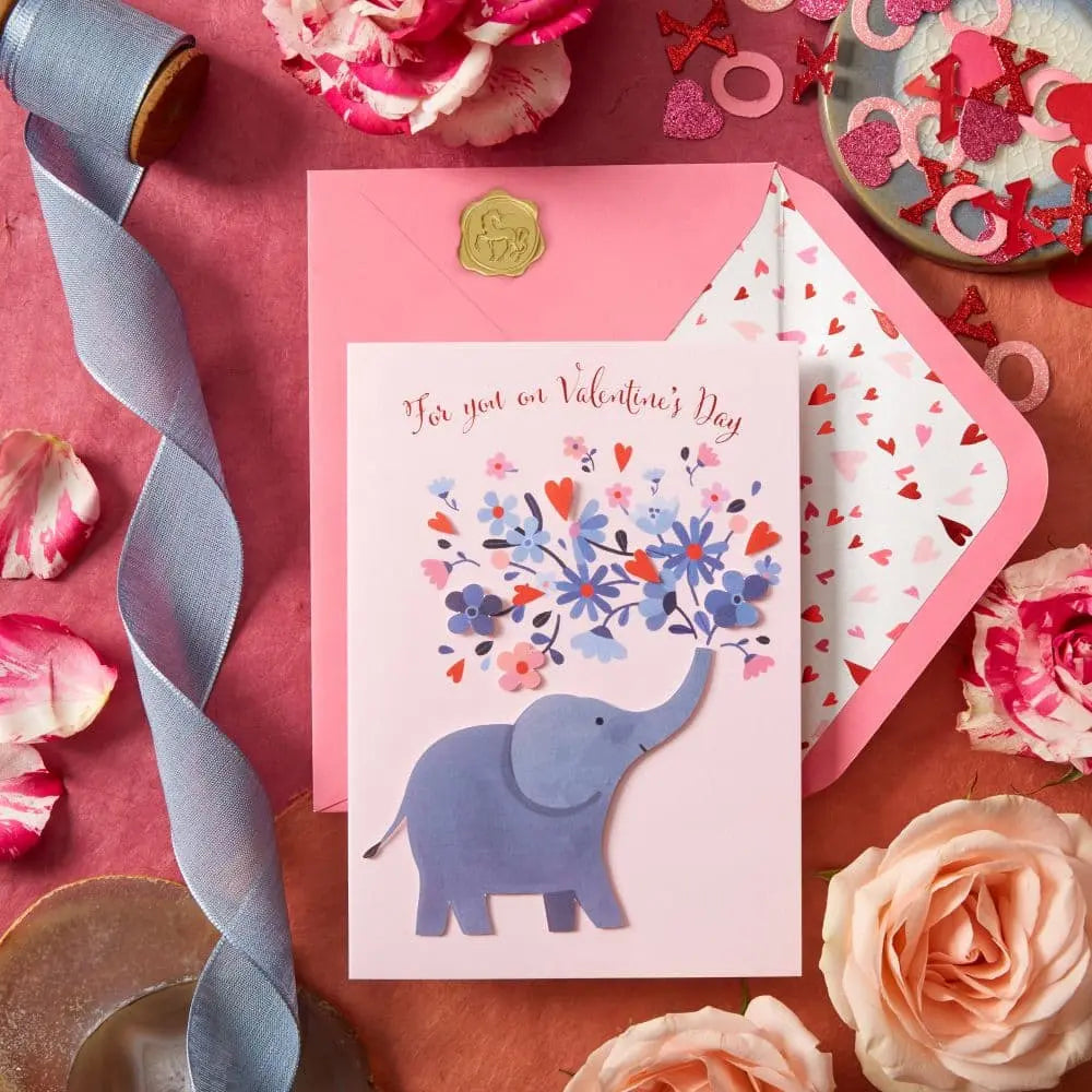 Elephant and Hearts Valentine's Day Card