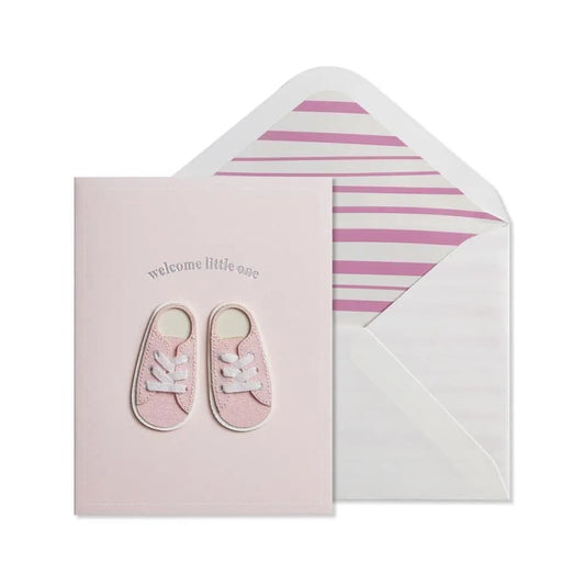 Pink Sneakers Baby Card