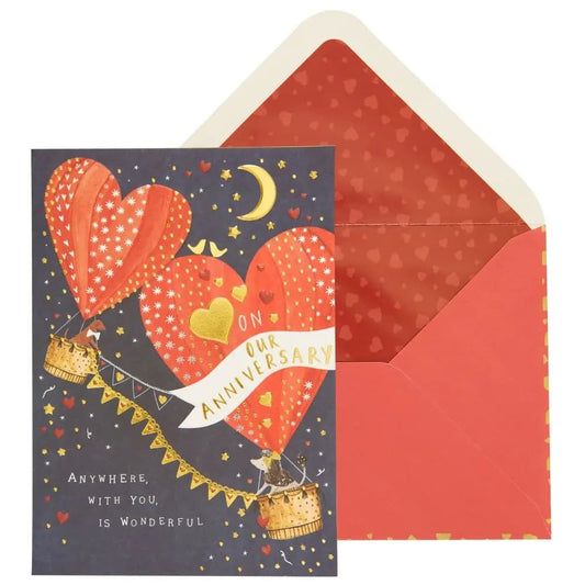 Heart Shaped Hot Air Balloon Anniversary Card