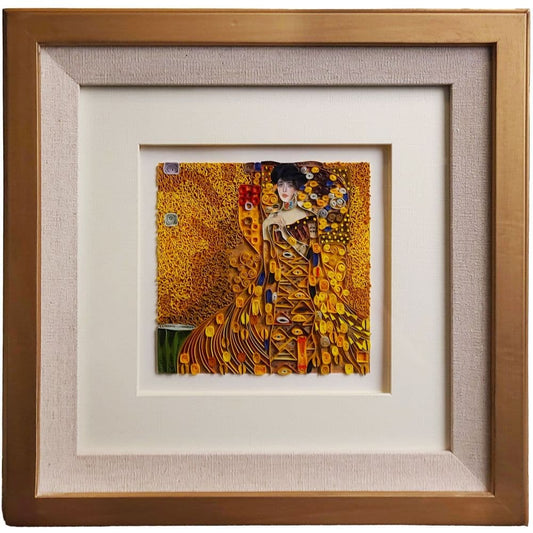 Quilled Lady in Gold Klimt Framed Card