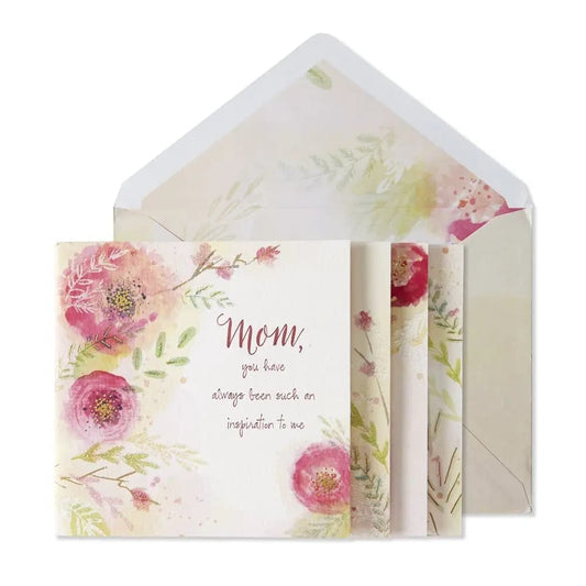 Mom Flowers With Gold Birthday Card