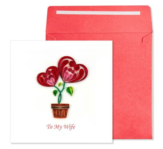 Quilled Potted Heart Plant Valentine's Day Card