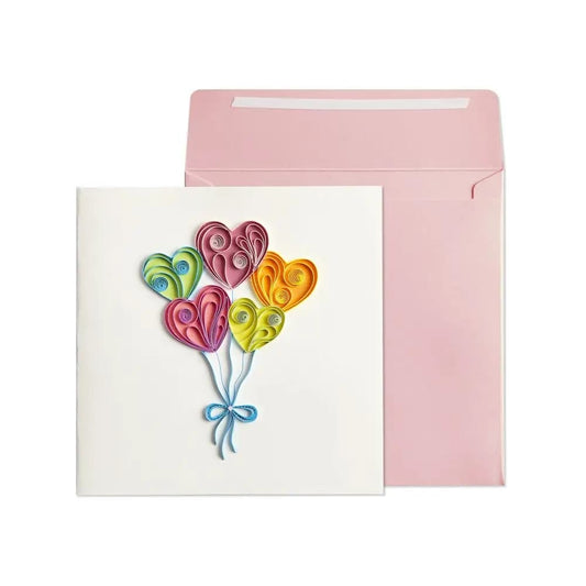 Quilled Heart Balloons Birthday Card