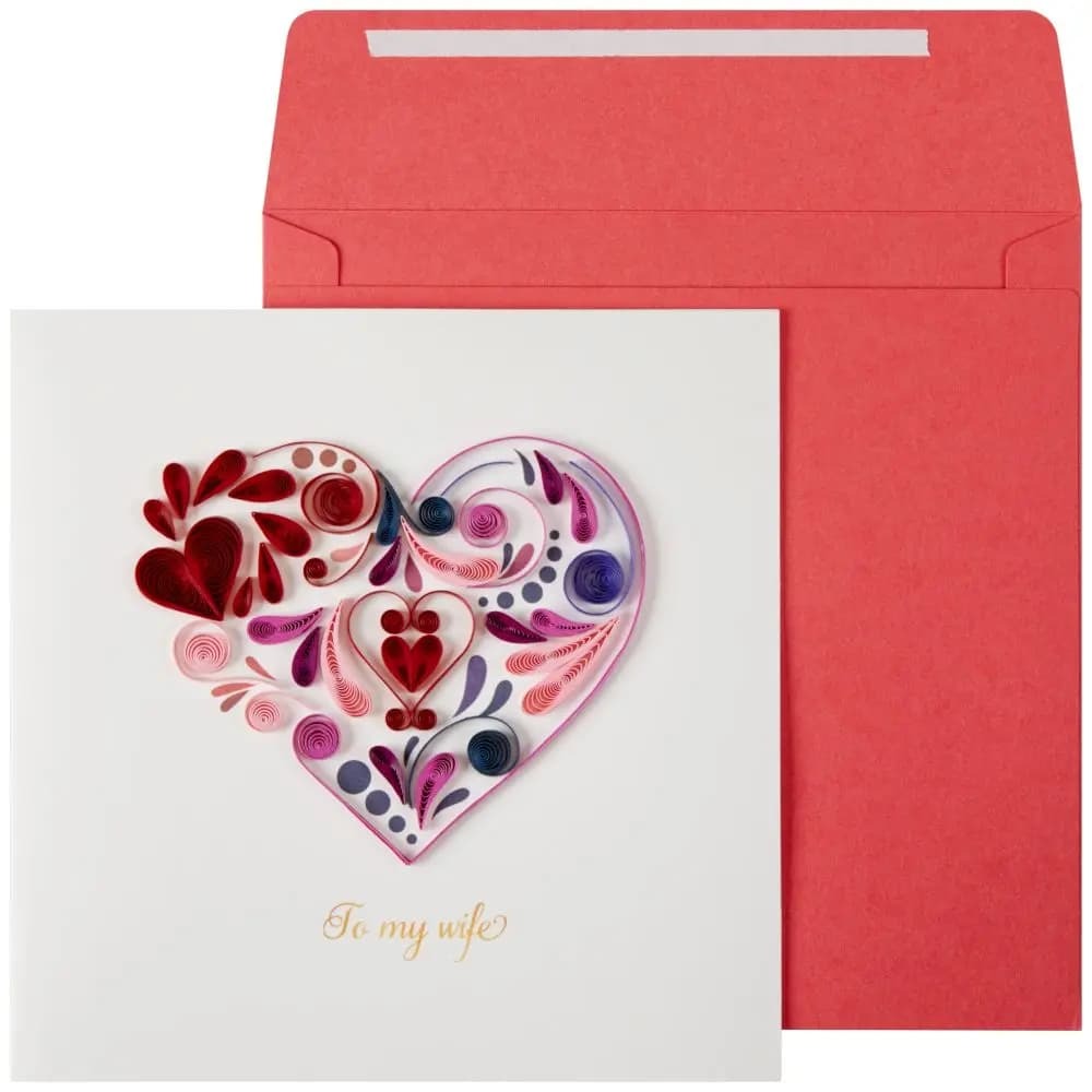 Quilled Heart Wife Birthday Card