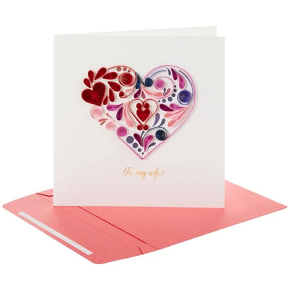 Quilled Heart Wife Birthday Card