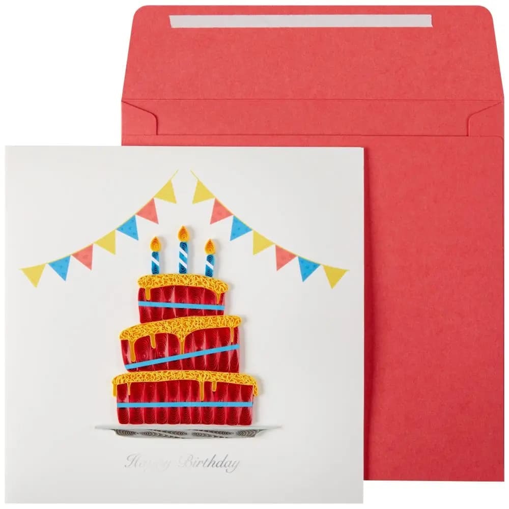 Quilled Red Cake Birthday Card