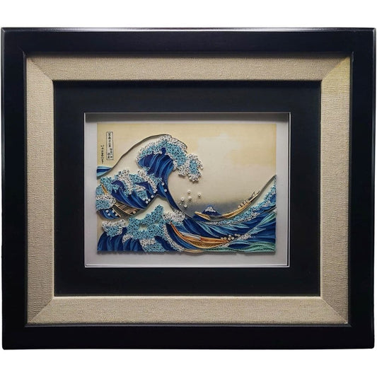 Quilled Great Wave off Kanagawa Hokusai Framed Card